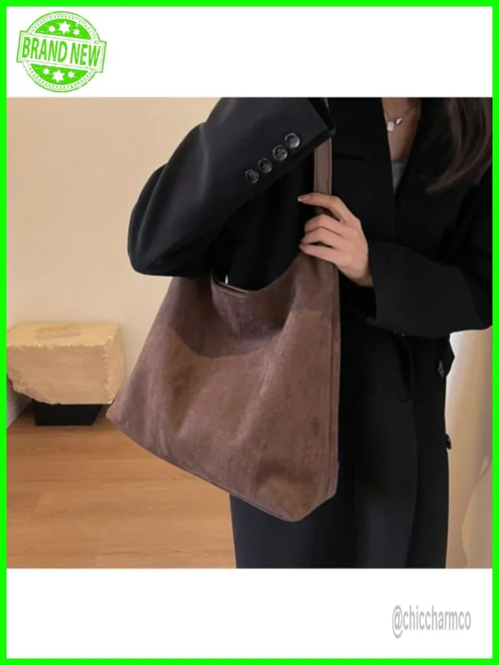 2 Pcs Suede Hobo Bags Crescent Satchel Shoulder Crossbody Purse Top-handle Tote